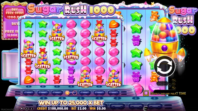 Sugar Rush 1000 slot by Pragmatic Play – game screen